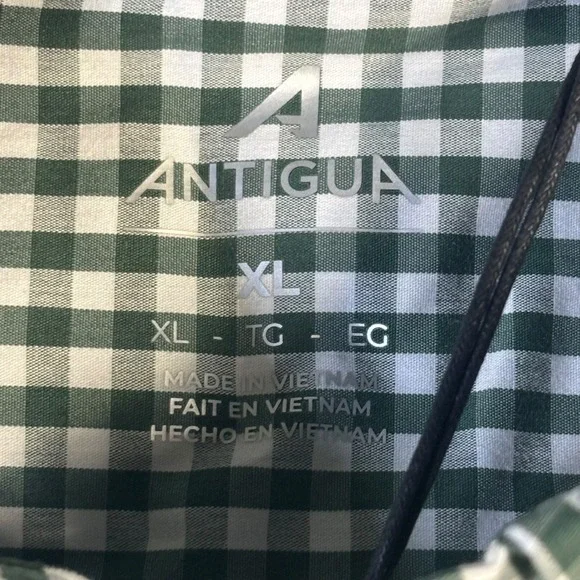 Antigua Oregon Ducks Men XL Ellis LS Woven Gingham Button Down Shirt Green White - Picture 6 of 11
